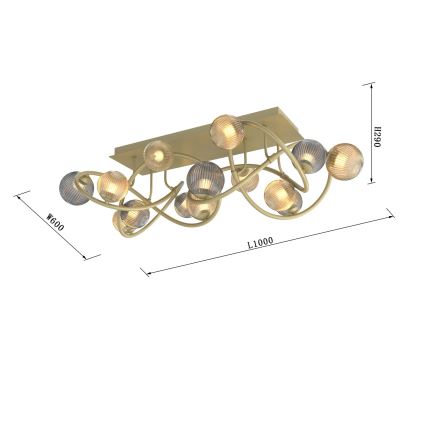 Wofi 9015-1204 - LED Prisadený luster METZ 12xG9/3,5W/230V zlatá/šedá