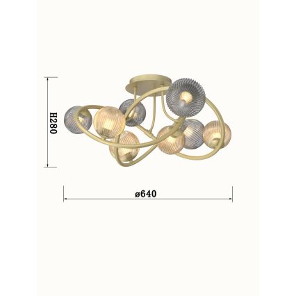 Wofi 9015-804 - LED Prisadený luster METZ 8xG9/3,5W/230V zlatá/šedá