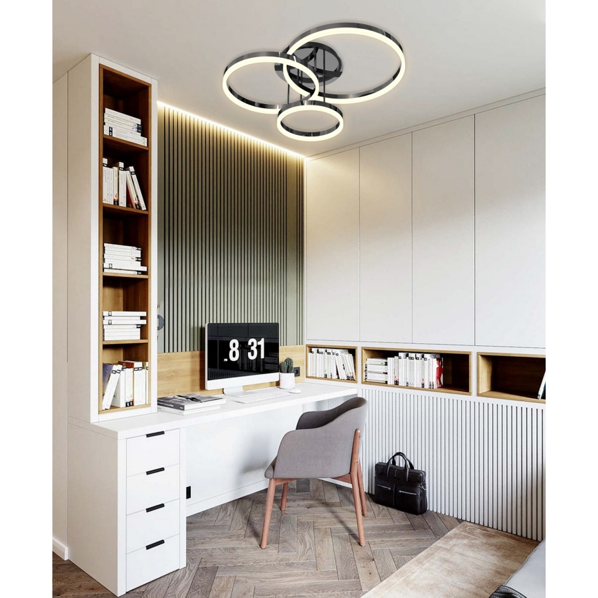 Wofi 9049-405 - LED Stmievateľný prisadený luster PERPIGNAN LED/51W/230V čierna/lesklý chróm