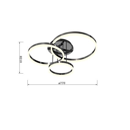 Wofi 9049-405 - LED Stmievateľný prisadený luster PERPIGNAN LED/51W/230V čierna/lesklý chróm