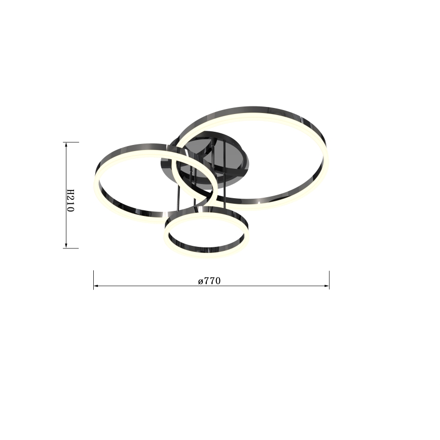 Wofi 9049-405 - LED Stmievateľný prisadený luster PERPIGNAN LED/51W/230V čierna/lesklý chróm