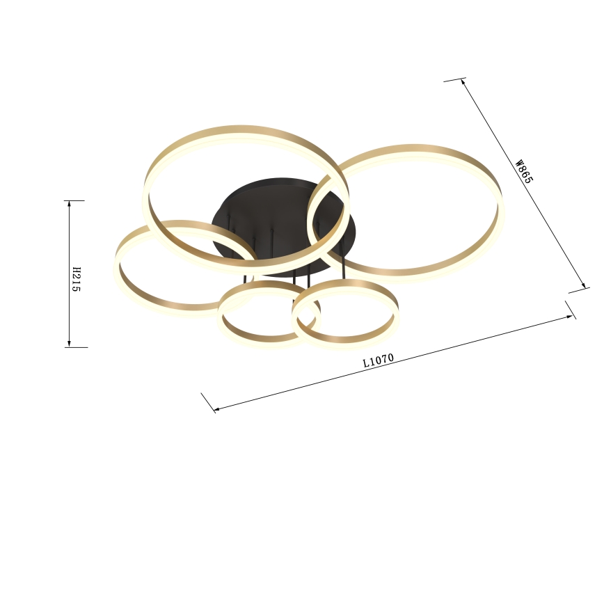 Wofi 9049-601 - LED Stmievateľný prisadený luster PERPIGNAN LED/80W/230V zlatá