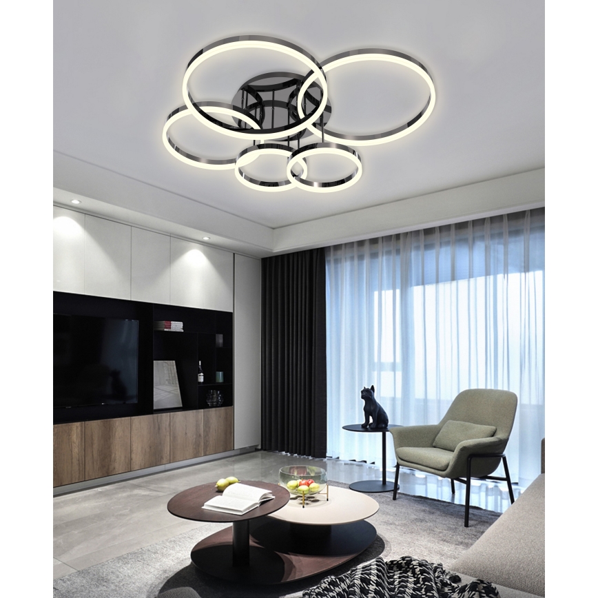 Wofi 9049-605 - LED Stmievateľný prisadený luster PERPIGNAN LED/80W/230V čierna/lesklý chróm