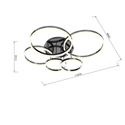 Wofi 9049-605 - LED Stmievateľný prisadený luster PERPIGNAN LED/80W/230V čierna/lesklý chróm