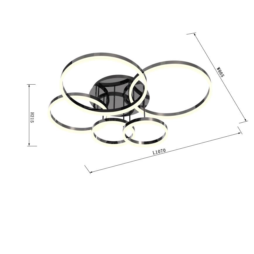 Wofi 9049-605 - LED Stmievateľný prisadený luster PERPIGNAN LED/80W/230V čierna/lesklý chróm