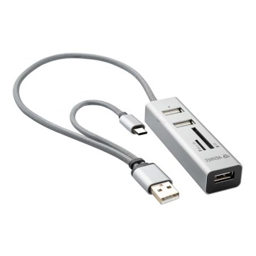 Yenkee - USB 2.0 a USB-C OTG rozbočovač a čítačka kariet