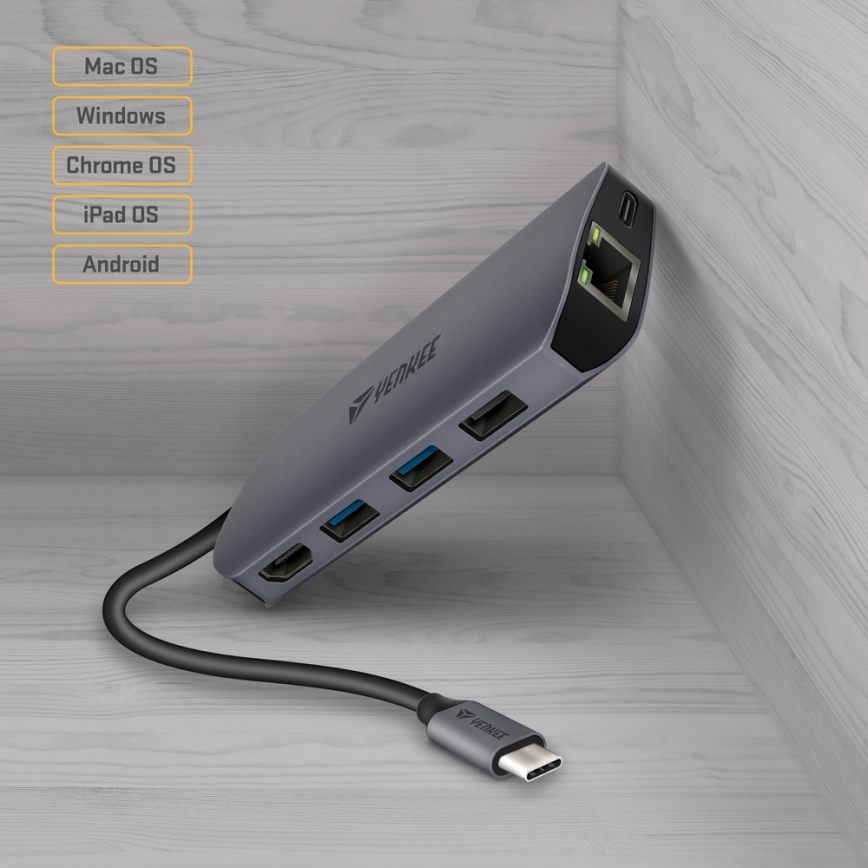 Yenkee - Viacportový adaptér 8v1 USB typu C