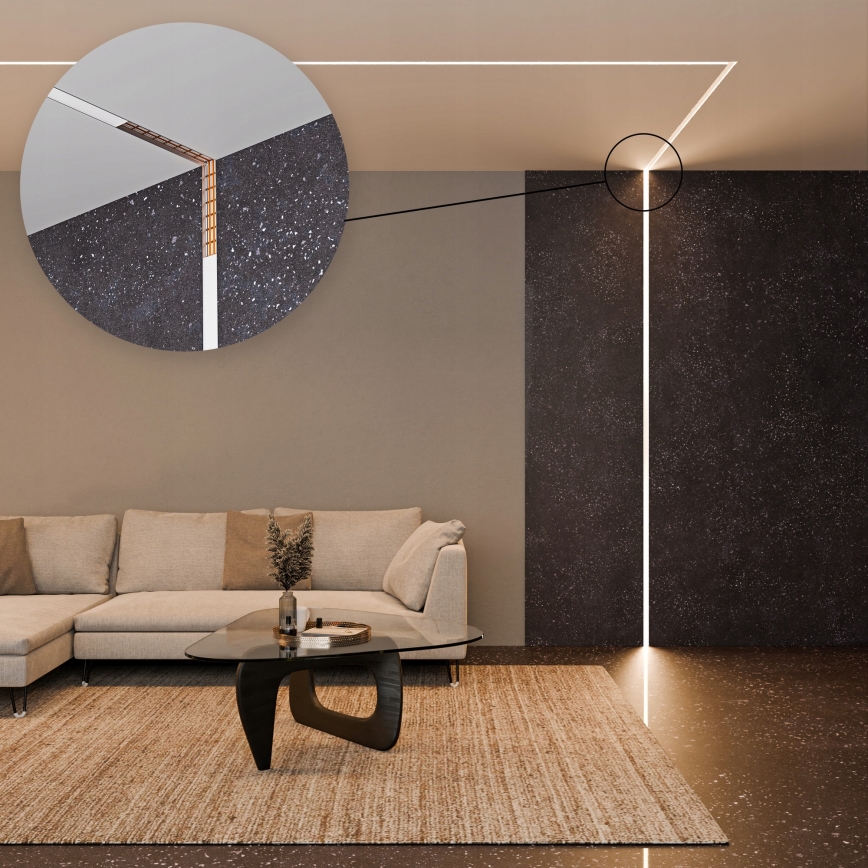 Zabudovateľný profil pre LED pásy 1 m strieborná/biela