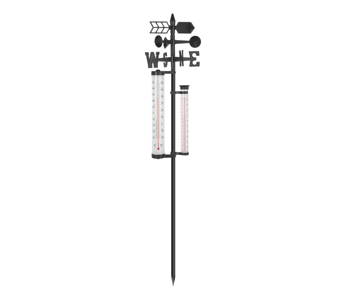 Záhradná meteorologická stanica 3v1 145 cm čierna 11278