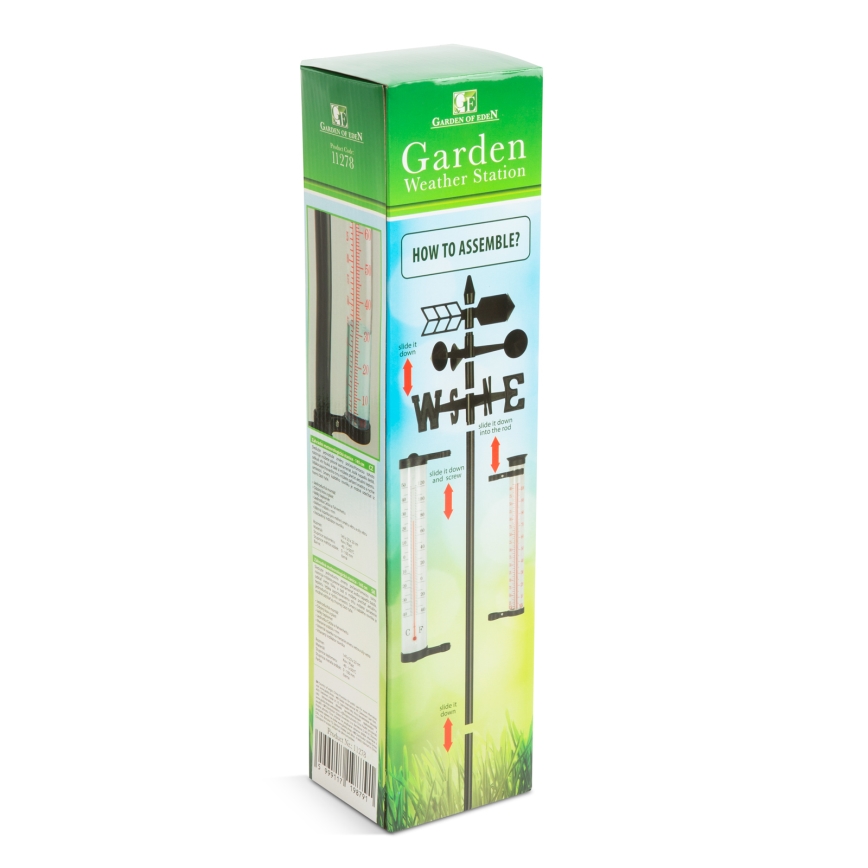 Záhradná meteorologická stanica 3v1 145 cm čierna
