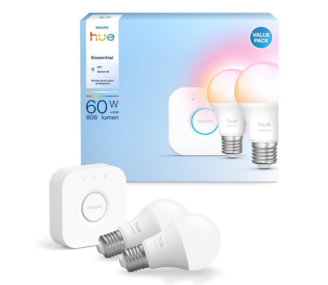 Základná sada Philips Hue WACA 2xE27/8W/230V 2200-6500K + Hue bridge 8721103103635