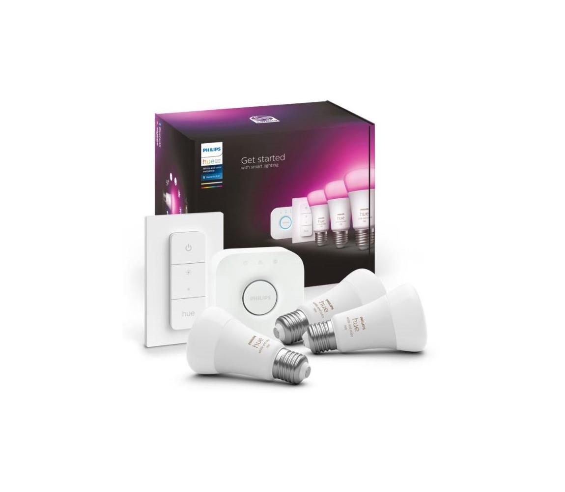 Základná sada Philips Hue WACA 3xE27/9W 2000-6500K + Hue bridge a stmievací vypínač 871951429135500