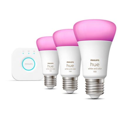 Základná sada Philips Hue WHITE AND COLOR AMBIANCE 3xE27/9W/230V 2000-6500K + zariadenie k prepojeniu