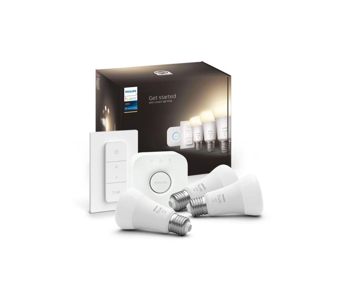 Základná sada Philips Hue WHITE 3xE27/9,5W 2700K + Hue Bridge a stmievač 871951428913000