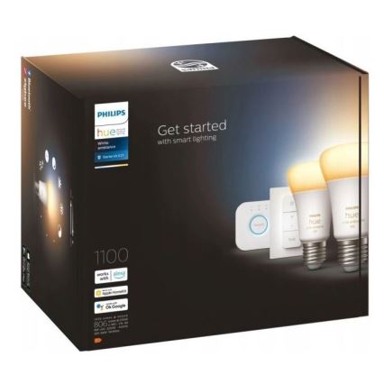 Balenie Philips Hue obsahuje dve inteligentné žiarovky, ovládač a mostík. Umožňuje začať s inteligentným osvetlením a je kompatibilné s Alexou, Apple HomeKit a Google Assistant.