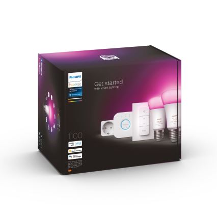 Základná sada Philips Hue WHITE AND COLOR AMBIANCE 2xE27/9W/230V 2200-6500K + inteligentná zásuvka a zariadenie na prepojenie