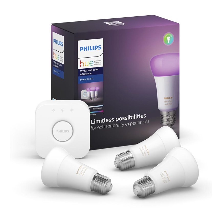 Základná sada Philips Hue WHITE AND COLOR AMBIANCE 3xE27/9,5W/230V 2000-6500K