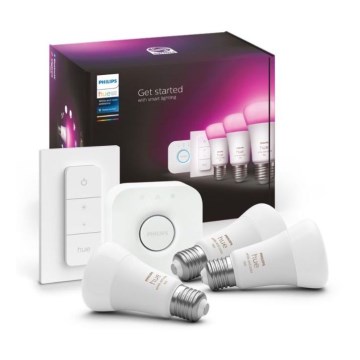 Základná sada Philips Hue WHITE AND COLOR AMBIANCE 3xE27/9W 2000-6500K + Hue bridge a dimmer switch