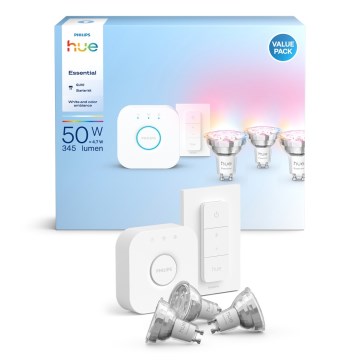 Základná sada Philips Hue White And Color Ambiance Essential 3xGU10/4,7W/230V 2200-6500K + zariadenie na prepojenie
