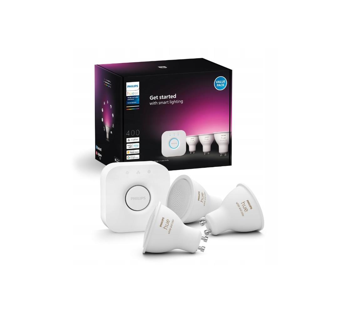 Základná súprava Philips Hue WACA 3xGU10/4,2W/230V 2200-6500K + Hue bridge 8720169372177