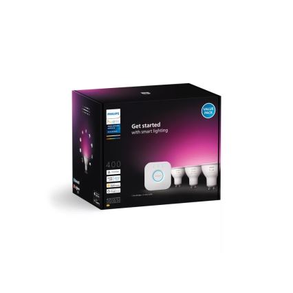 Štartovacia sada Philips Hue WHITE AND COLOR AMBIANCE 3xGU10/4,2W/230V 2200-6500K + Hue bridge