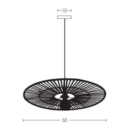 Zambelis 19104 - Luster na lanku 1xE27/40W/230V bambus/čierna