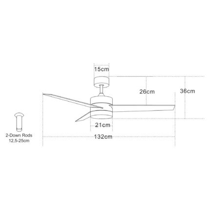 Zambelis 19134 - LED Stropný ventilátor LED/15W/230V 3000/4000/6000K matný chróm + diaľkové ovládanie