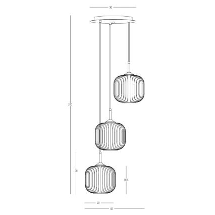 Zambelis 22073 - Luster na lanku 3xE27/40W/230V