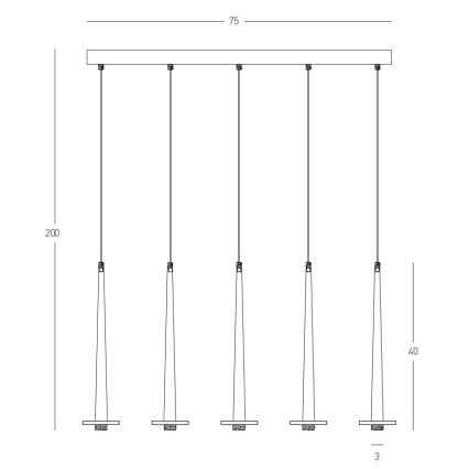 Zambelis 22112 - LED Stmievateľný luster na lanku 5xLED/3W/230V CRI90 čierna