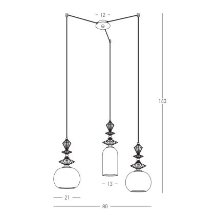 Zambelis 22152 - Luster na lanku 3xE27/40W/230V pavúk keramika