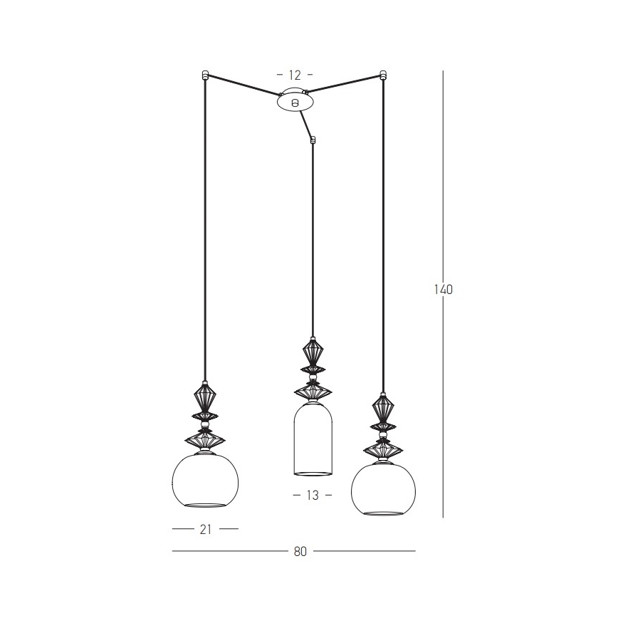 Zambelis 22152 - Luster na lanku 3xE27/40W/230V pavúk keramika
