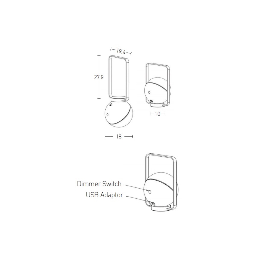 Zambelis E233 - LED Stmievateľná vonkajšia lampa LED/1,5W/3,7V 2600 mAh IP44 čierna