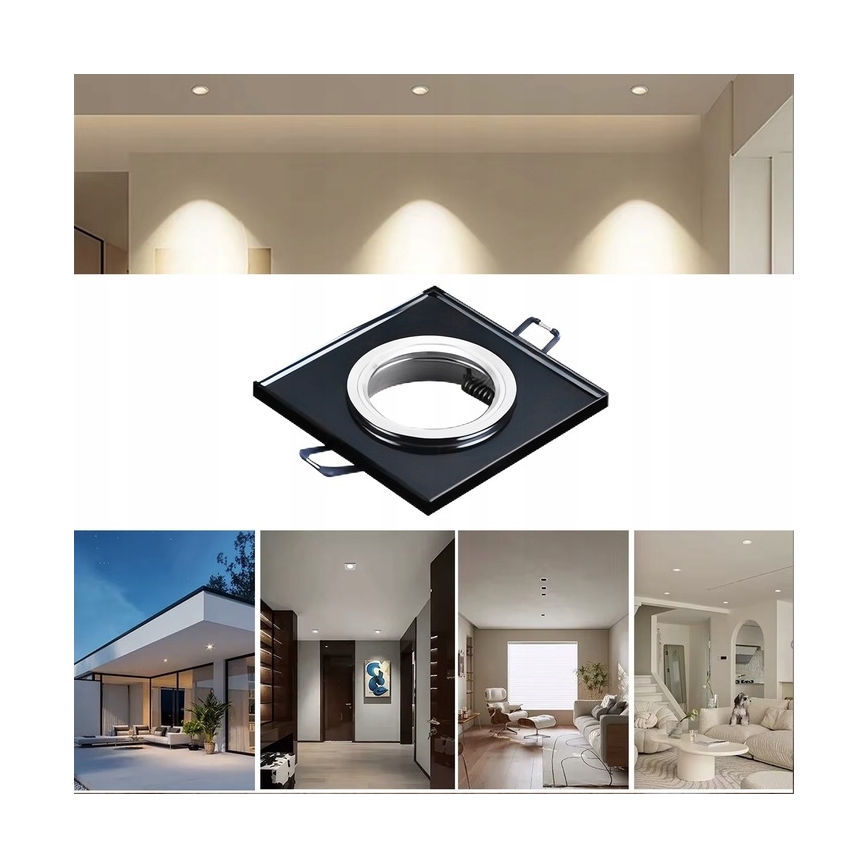 Zapustené svietidlo do podhľadu 1xGU10/MR16/10W/230V 9x9 cm čierne