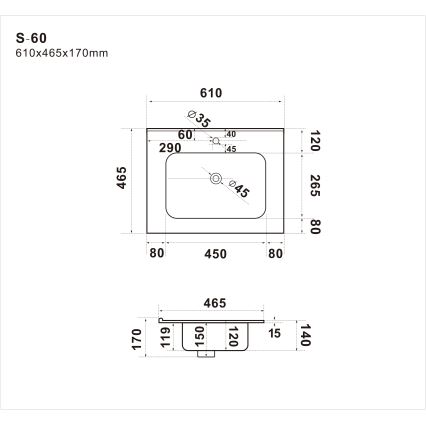 Zapustené umývadlo LILLESNAD 61×46 cm keramika/biela
