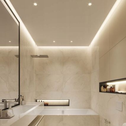 Zapustený profil pre LED pásy, 1 m, čierna/biela