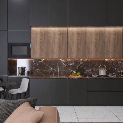 Zapustený profil pre LED pásy, 1 m, čierna/biela