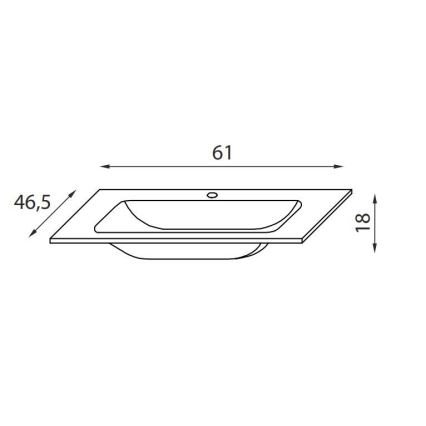 Zápustné umývadlo CHICAGO 61x46,5 cm lesklé biele