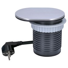 Zásuvkový stĺpik pre dosku stola 1x230V + USB-A + USB-C strieborná