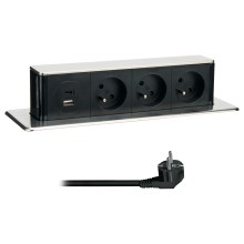 Zásuvkový stĺpik pre dosku stola 3x230V + USB-A + USB-C