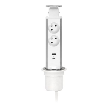 Zásuvkový stĺpik pre stolovú dosku 2x230V + USB-A + USB-C