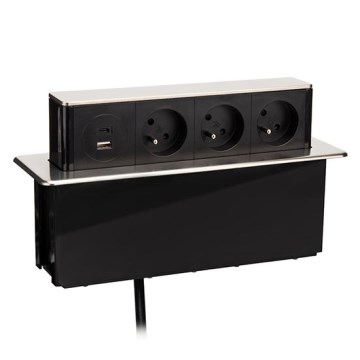 Zásuvkový stĺpik pre stolovú dosku 3x230V + USB-A + USB-C