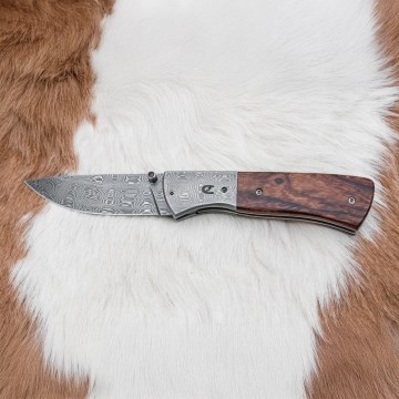Zatvárací damaškový nôž 8 cm ironwood