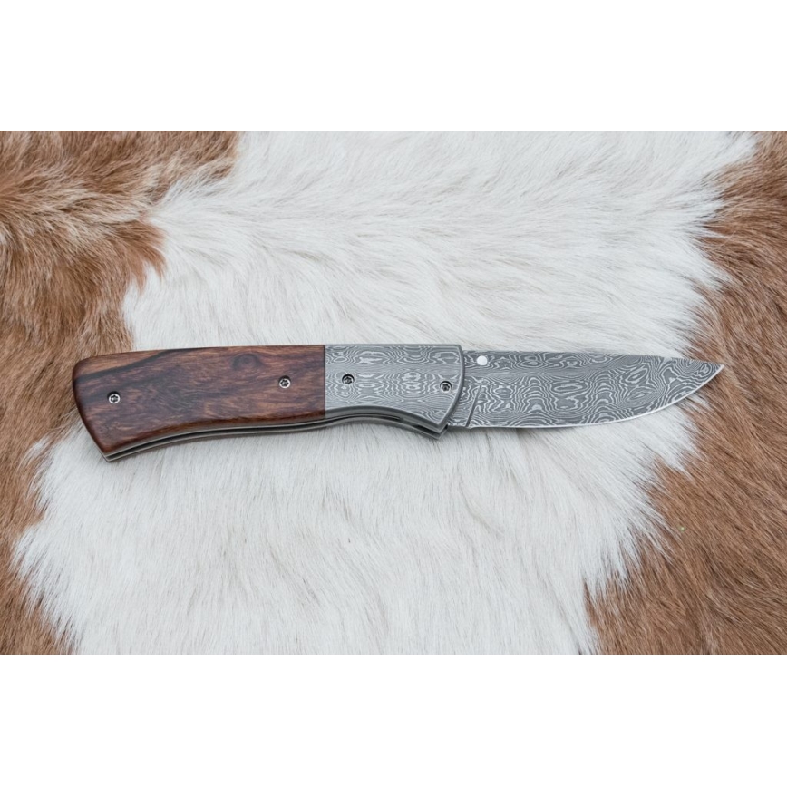Zatvárací damaškový nôž 8 cm ironwood