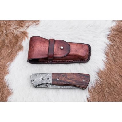 Zatvárací damaškový nôž 8 cm ironwood
