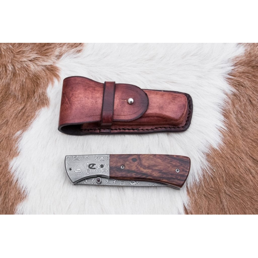 Zatvárací damaškový nôž 8 cm ironwood