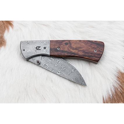 Zatvárací damaškový nôž 8 cm ironwood