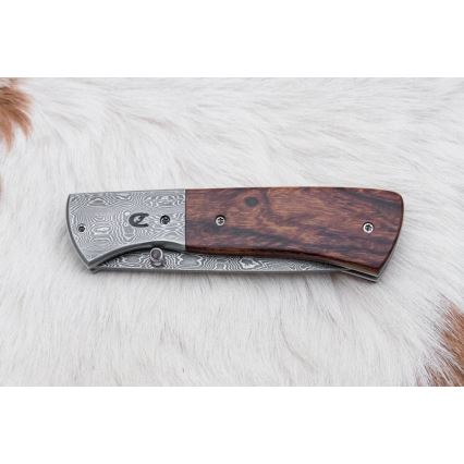 Zatvárací damaškový nôž 8 cm ironwood