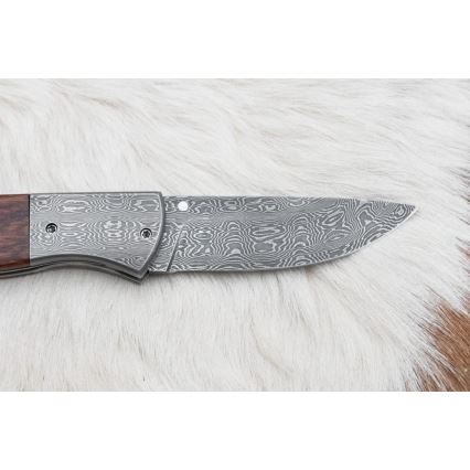 Zatvárací damaškový nôž 8 cm ironwood