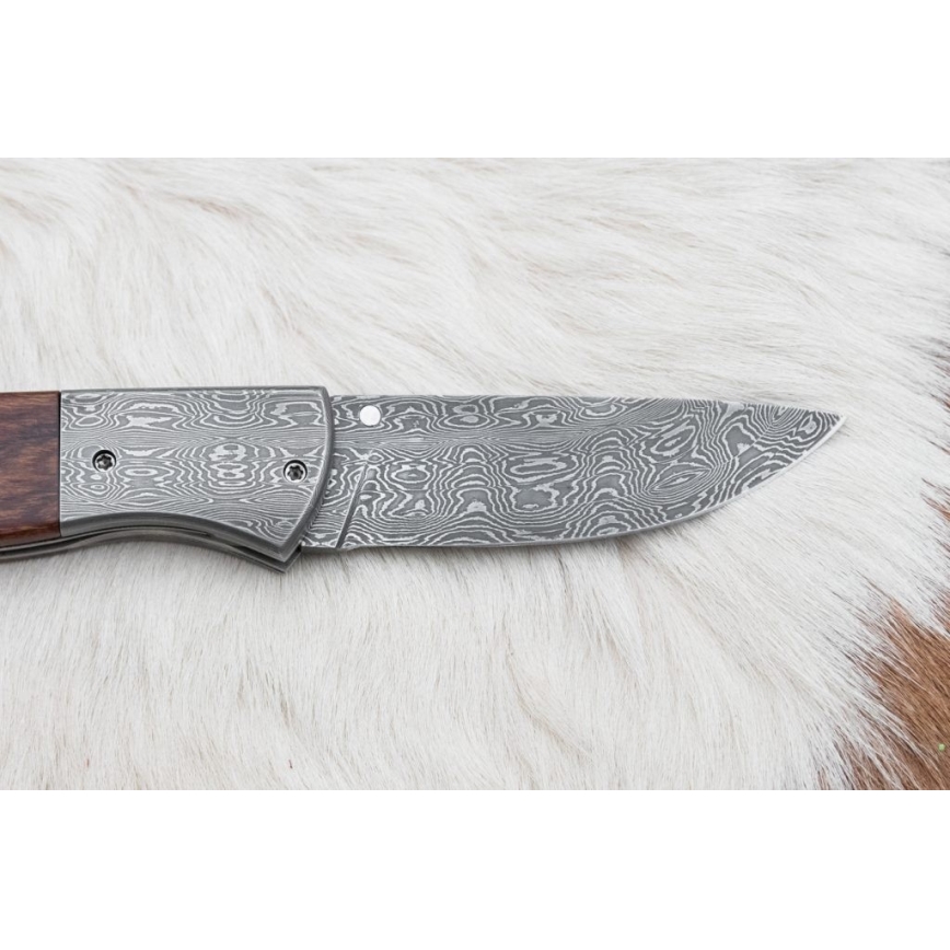 Zatvárací damaškový nôž 8 cm ironwood