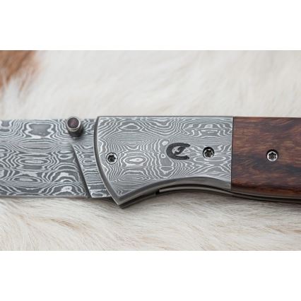 Zatvárací damaškový nôž 8 cm ironwood